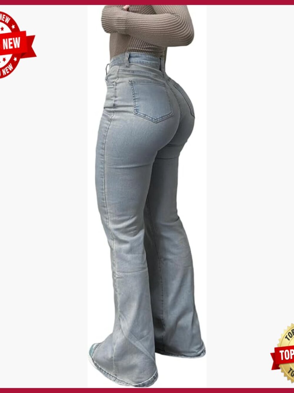 High Waisted Flare Bootcut Jeans Stretchy Denim Wide Leg Pants